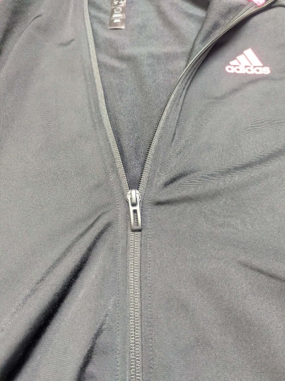 Adidas Black Zip Track Jacket Pink Stripes - Picture 4 of 10